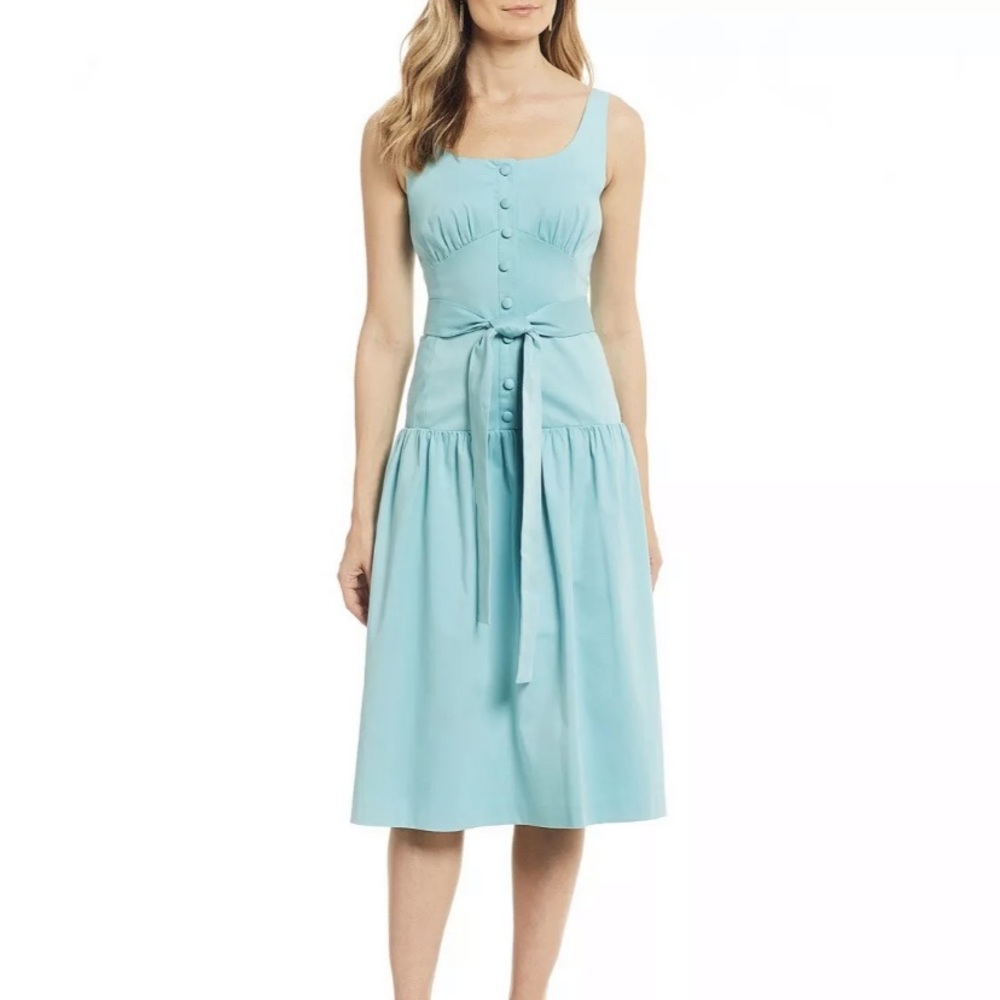 ANTONIO MELANI Light Blue Tie-Waist Midi Dress